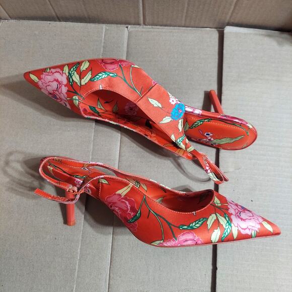 ALDO Women's US 10 Red Floral Print Slingback Stiletto Heels - Picture 6 of 9